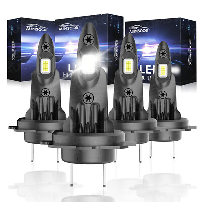 #ad 4Pcs H7 LED Headlight Combo Bulbs Kit High Low Beam 10000K Super White Bright $69.99