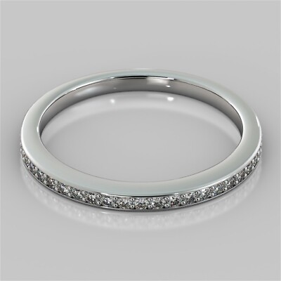 #ad 0.16 Ct Natural Round Diamond Engagement Eternity Ring 950 Solid Platinum Size 5 $489.25
