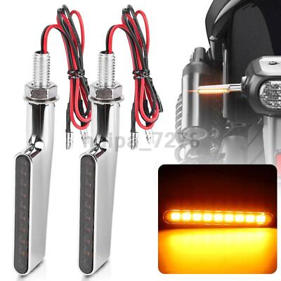 #ad 2PC Motorcycle LED Turn Signal Amber Lights Chrome Indicators Blinkers Universal $16.98