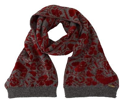#ad GF FERRE Women Red Gray Scarf Fabric Knitted Floral Print Neck Warmer Shawl Wrap $245.52
