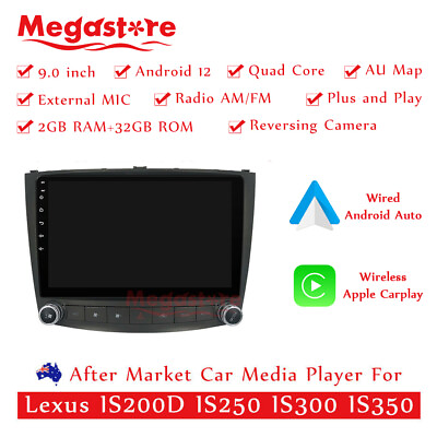 #ad 9” Android 12 Quad Core Car non dvd GPS For Lexus IS200D IS250 IS300 IS350 AU $489.00