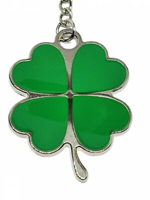 #ad Large Shamrock Keyring Lucky Enamel Four Leaf Clover Luck Of The Irish $5.72
