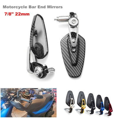Motorcycle Bar End Mirrors Rear View Side 7 8quot; 22mm Handlebar CNC Aluminum Alloy $33.99