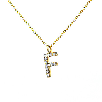 #ad Minimalist F Letter alphabet name initial pendant diamond necklace 14k Y gold $299.00