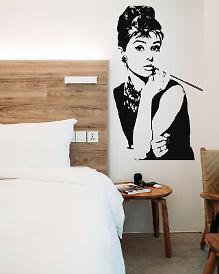 #ad Wall vanity bedroom vinyl decal sticker personality Audrey Hepburn $39.53