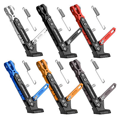 #ad Universal Adjustable Aluminum Alloy Motorcycle Side Stand Kickstand Holder $20.17