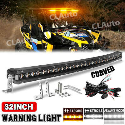 #ad Curved 30quot; White Yellow Strobe LED Light Bar Fog Driving For Can am Polaris 32quot; $119.98
