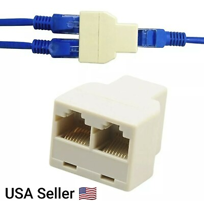 #ad 1PC 1 To 2 Ways LAN Ethernet Cord Network Cable RJ45 Female Splitter adapter $4.99