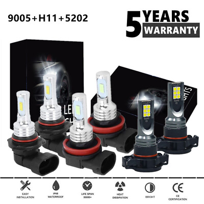 For GMC Sierra 1500 2500 3500 2007 2013 white LED HeadlightsFog Light bulbs Kit $36.98