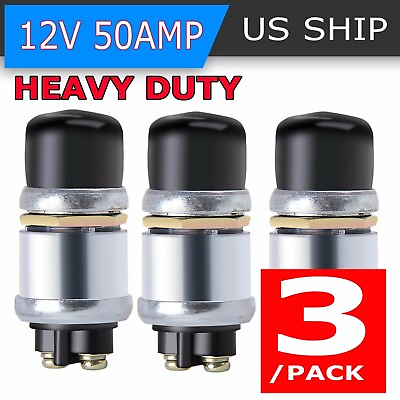 #ad 3PCS 12V 50A Waterproof Switch Push Button Car Boat Horn Engine Start Starter $9.49