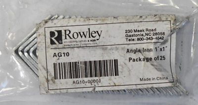 #ad Rowley Angle Irons 25 Pack 1quot; x 1#x27; AG10 Hardware Zinc Plated Tools Replacements $14.99