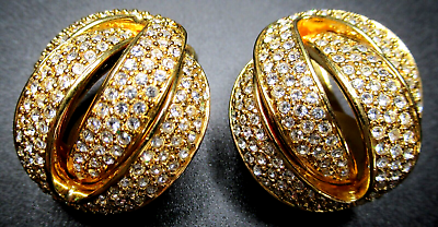 #ad GROSSE Gorgeous Sparkling Ice Crystal Golden Vintage Clip Earrings $149.99
