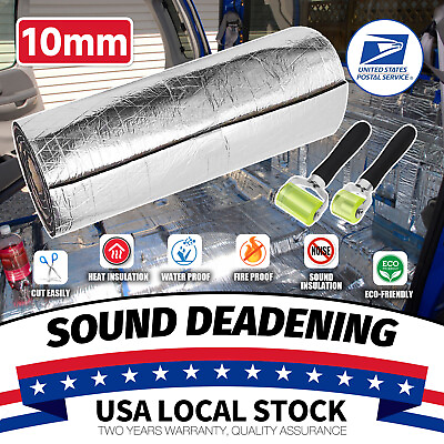 #ad 10MM Auto Heat Shield Sound Deadening Self Adhesive for Car Hood Ceiling Door $34.99