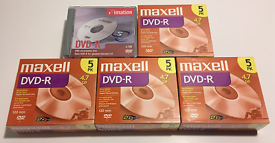#ad Maxell DVD R Recordable Disc 4.7 GB 120 Min 5 Pack Lot Set of 4 amp; 1 Imation $23.97