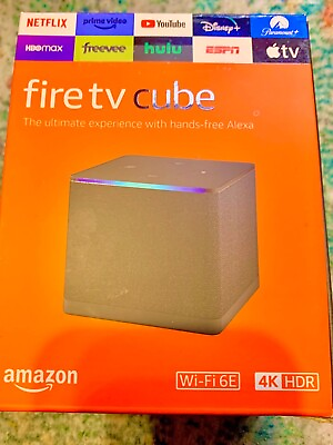 #ad Amazon Fire TV Cube 3rd Gen Streaming Alexa Wi Fi 6E 4K UHD Cube Remote Charge $99.99