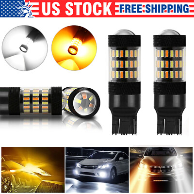 #ad 2 4x 7443 Switchback White Amber LED Error Free Turn Signal Parking Light Bulbs $11.99