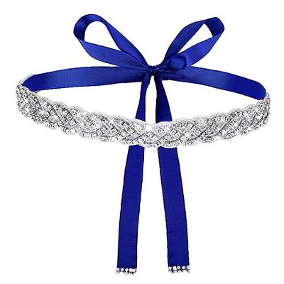 #ad Handcrafted Bridal Rhinestone Wedding Waist Belt for Women Bling Crystal Blue $17.66