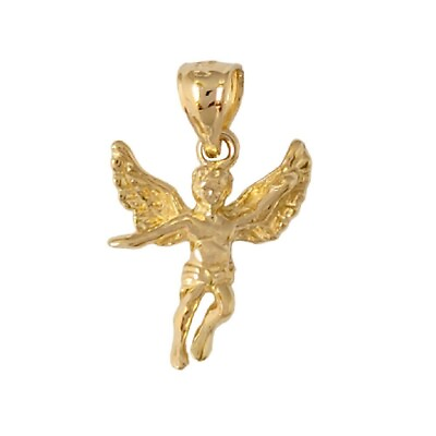 #ad 14K Yellow Gold Angel 3D Solid Pendant Charm Made in USA $98.99