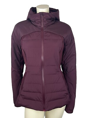 #ad Lululemon Down for It All Jacket Size 12 Puffer Zip Hooded Pockets Cassis Coat $174.99