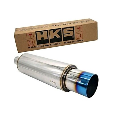 #ad HKS HI POWER Exhaust Muffler Inlet 3quot; Outlet 4.5quot; Titanium Face Blue Burnt Tip $208.81