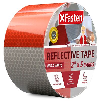 #ad XFasten Reflective Tape Red and White 2 Inches by 5 Yards High Intensity ... $13.39