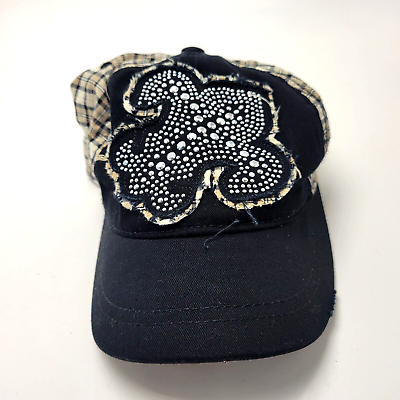 #ad Something Special Womens Hat Cap Black Plaid Strapback Embellished Sparkly B24D $8.99