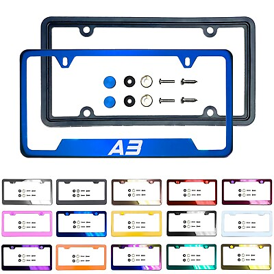 #ad New Laser Etched Customize Stainless Steel License Frame Silicone Guard Fit A3 $31.99