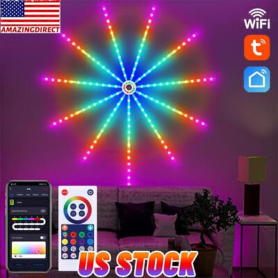 #ad #ad WiFi Smart LED Firework Strip Lights RGBIC Colour Changing Remote Music Speaker $15.20