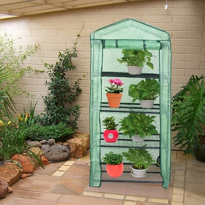 #ad 4 Tier Mini Greenhouse Portable Garden Plants Green House For Indoor Outdoor $26.59