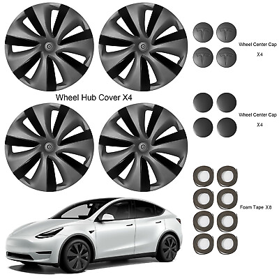 #ad 4PCS 19inch Hubcaps For 2020 2023 Tesla Model Y Wheel Rim Protector Cover Hubcap $74.99