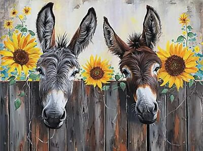 #ad Sunflower Donkey Diamond Painting by Numbers 5D Full Round Diamond Painting S... $17.03
