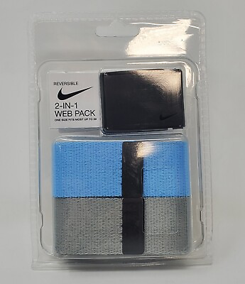 #ad Nike 2 in 1 Adjustable One Size Fits All up to 39#x27;#x27; Web Belt 2 Pack Gray Blue $22.49