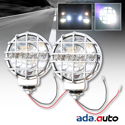 2 X 6quot; BUILT IN HID 4X4 ROUND OFF ROAD LAMPS CHROME CLEAR FOG LIGHTS W COVER NEW $65.98