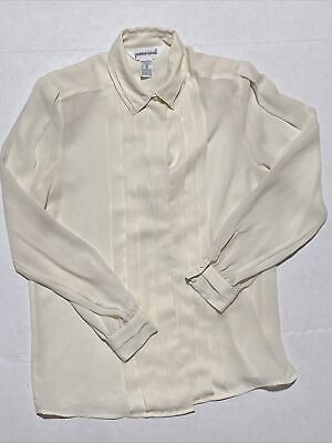 #ad Sheridan Square Warm Cream Color Hidden Button Front Long Sleeve Blouse Size 10 $19.99