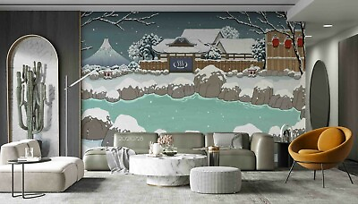 #ad 3D Winter Snow House Self adhesive Removable Wallpaper Murals Wall 177 AU $249.99