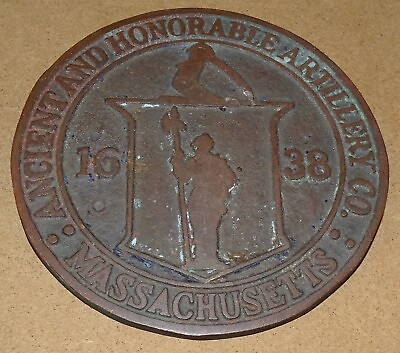 #ad Circa 1930s Metal Plaque ANCIENT AND HONORABLE ARTILLERY CO. MASSACHUSETTS $85.50
