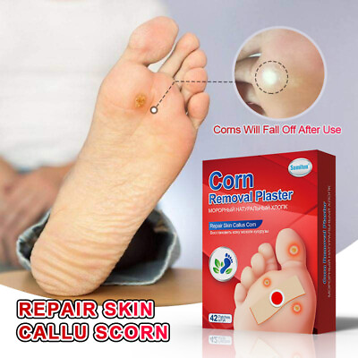 #ad 42 Pcs Foot Corn Remover Pads Plantar Wart Thorn Plaster Patch Callus Removal $3.99