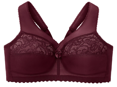 #ad NEW amp; SEALED MAGIC LIFT Lacey Support Bra 46G PAMPERS SHOULDERS Burgundy $16.99