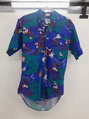 #ad Chaps Ralph Lauren Vintage Mens Hawaiian Shirt S Cotton Multicolor Pocket Floral $24.99