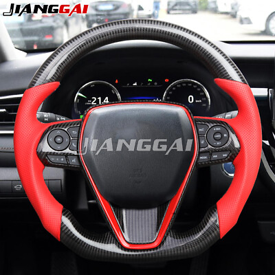#ad Carbon Fiber Sport Steering Wheel Fit 18 Toyota Camry Corolla RAV 4 Red Leather $399.00