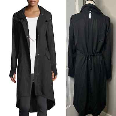#ad Blanc Noir black anorak long line jacket size small $60.00