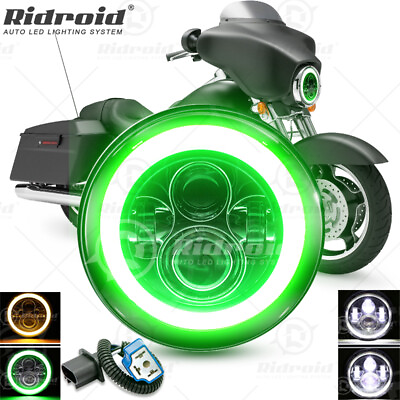 #ad 7quot; inch LED Headlight Projector Halo DRL for Harley Davidson Street Glide FLHX $29.99