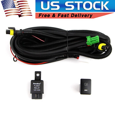 H11 Fog Light Wiring Harness Relay Switch Kit For Toyota Ford Lexus Jeep Subaru $19.69