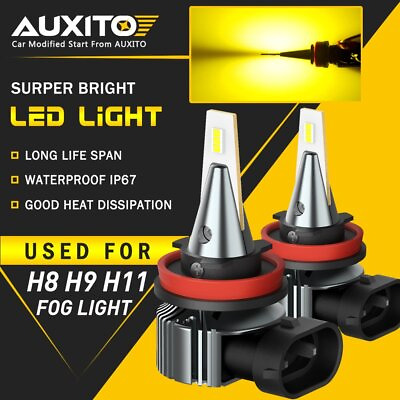 #ad AUXITO H8 H11 LED Fog Light DRL Driving Bulb 4000LM Yellow Super Bright I9 EOA $21.99