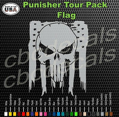 #ad Cbcdecals Rear Tour Pack Punisher American Flag Decal for Harley $30.00