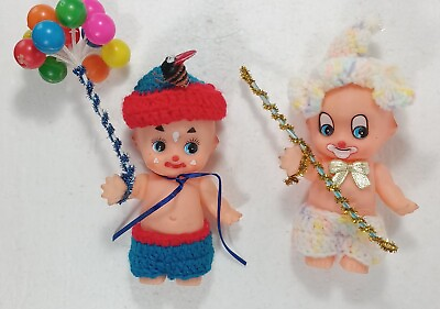 #ad TBN Two Vintage Approx 5quot; Plastic Clown Dolls Made In Japan $12.75