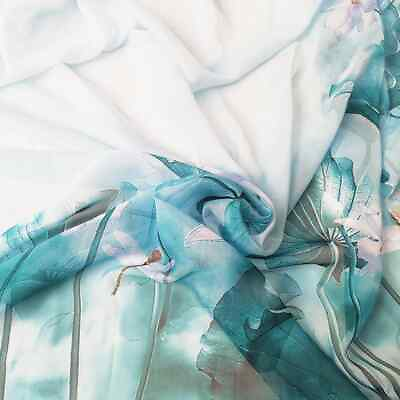 #ad 58#x27;#x27; Wide By Yard Lotus Floral Chiffon Gauze Fabric Dress Dancing Stage Material $6.77