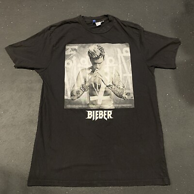 #ad Justin Bieber Purpose World Tour Concert 2016 T shirt Graphic Black Size Medium $12.97