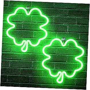 #ad 2pcs 11.5 Inch St Patricks Day Decoration Lights Green Clover LED Window $23.62