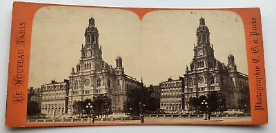 #ad EARLY 1860#x27;S SQ CORNERED STEREOVIEW CHURCH OF THE HOLY TRINITY PARIS FRANCE $14.95